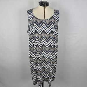 R&M Richards Sleeveless Midi Dress Women's 22W Multi-Color Geometric